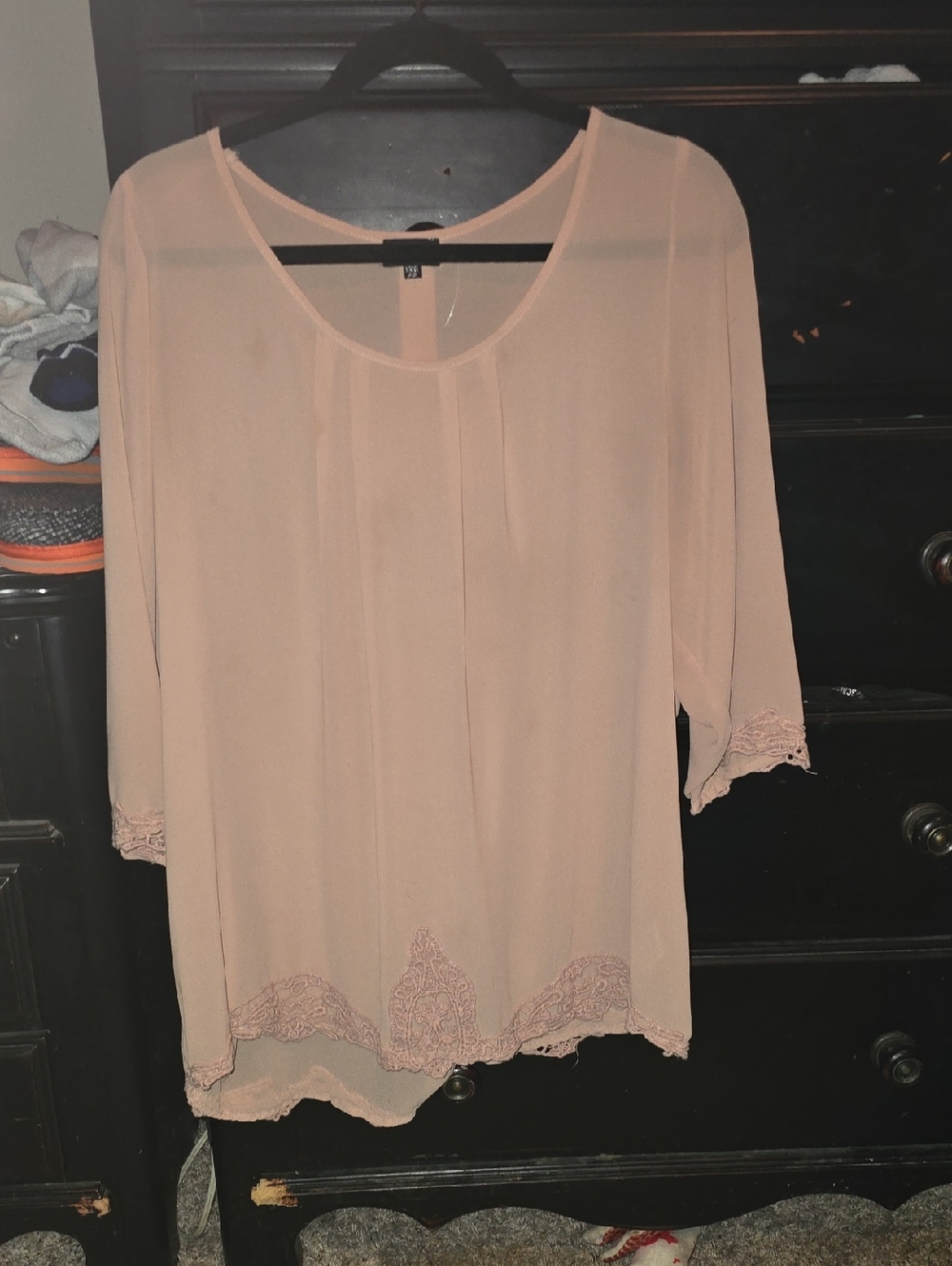 Zenobia Blush Pink Lace-Trim Tunic